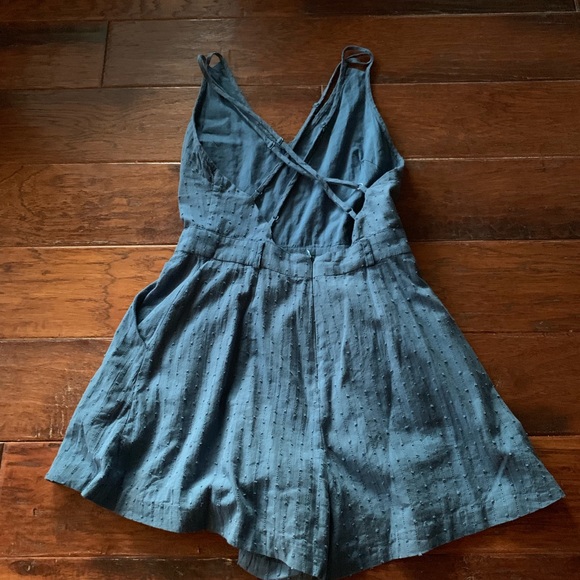 Lush Denim Cross Back Romper - Picture 5 of 7